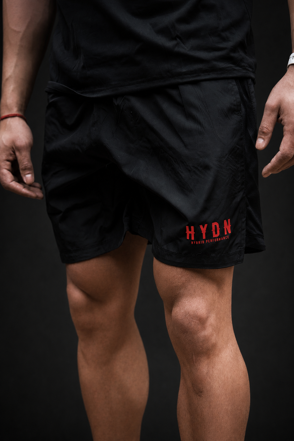 Short HYDN negro para running y entrenamiento híbrido, vista frontal